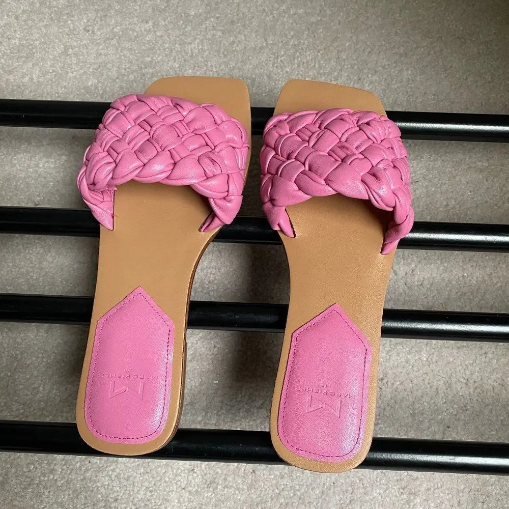 MARC FISHER Women Reanna Leather Slide Sandals - NEW NWOB - Picture 4 of 9